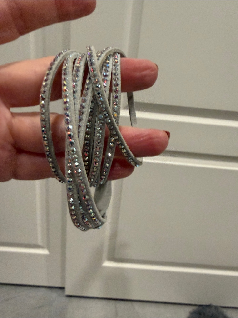 Touchstone Crystal Silver Wrap Bracelet with Iridescent Crystals